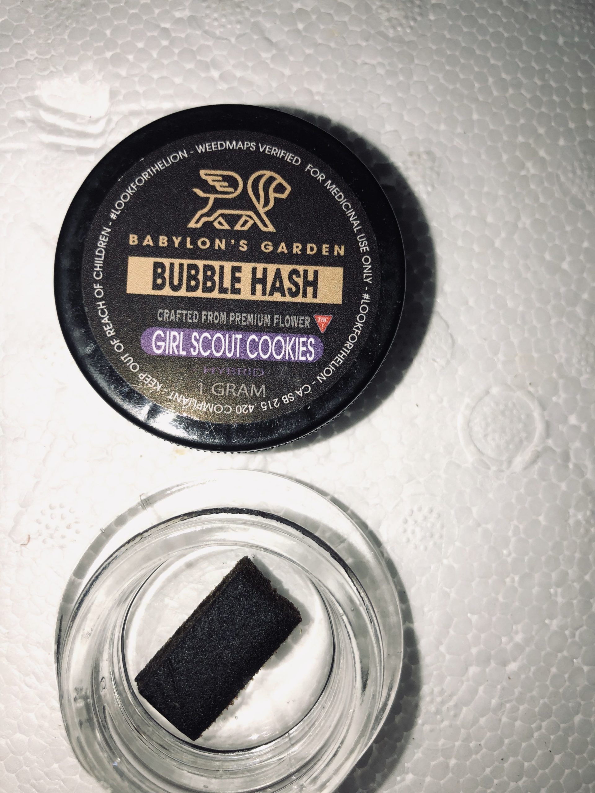 Babylon Garden Girl Scout Cookies 1G Bubble Hash (Hybrid)